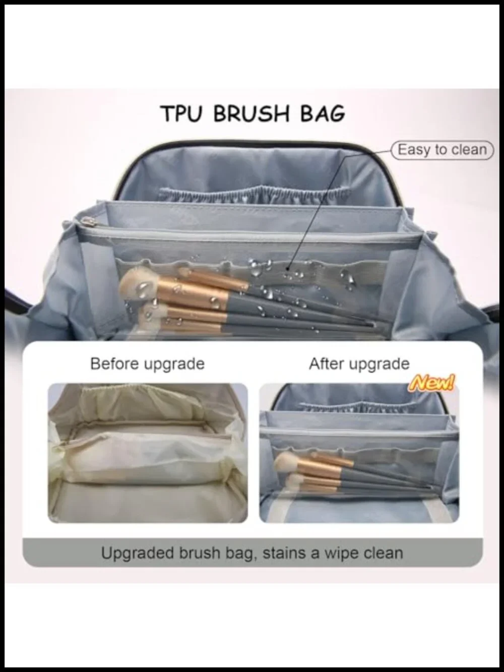 3-Piece PU Leather Travel Makeup Bag Set with Divider & Handle